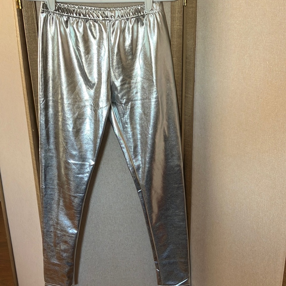 FINAL MARKDOWN Shiny Silver Leggings small